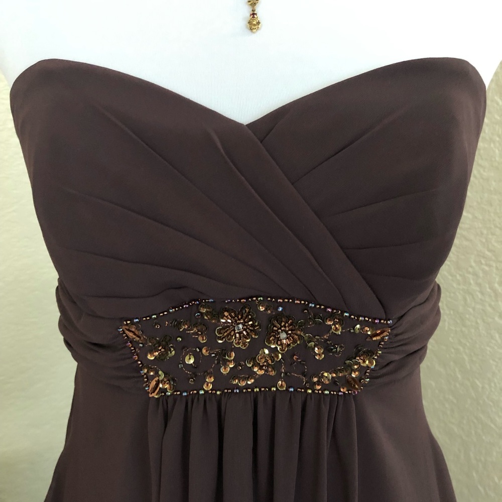 David’s Bridal Chiffon Overlay Hi Lo Formal Dress - Picture 5 of 13